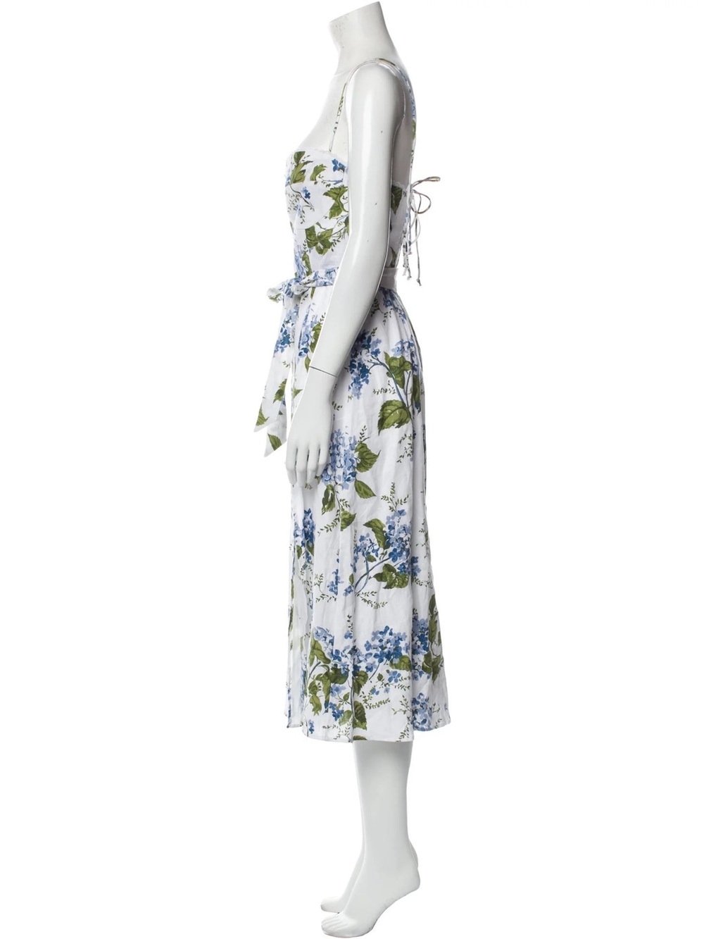 Reformation - Kieryn Linen Midi Dress in the Riviera blue floral - 6 - Picture 3 of 13